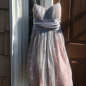 B. Darlin Pink and Grey Glitter Prom Dress!